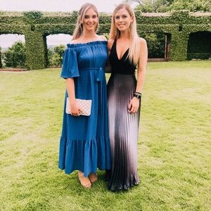 Blue off the shoulder maxi dress!